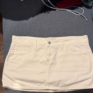 White Denim Mini Skirt